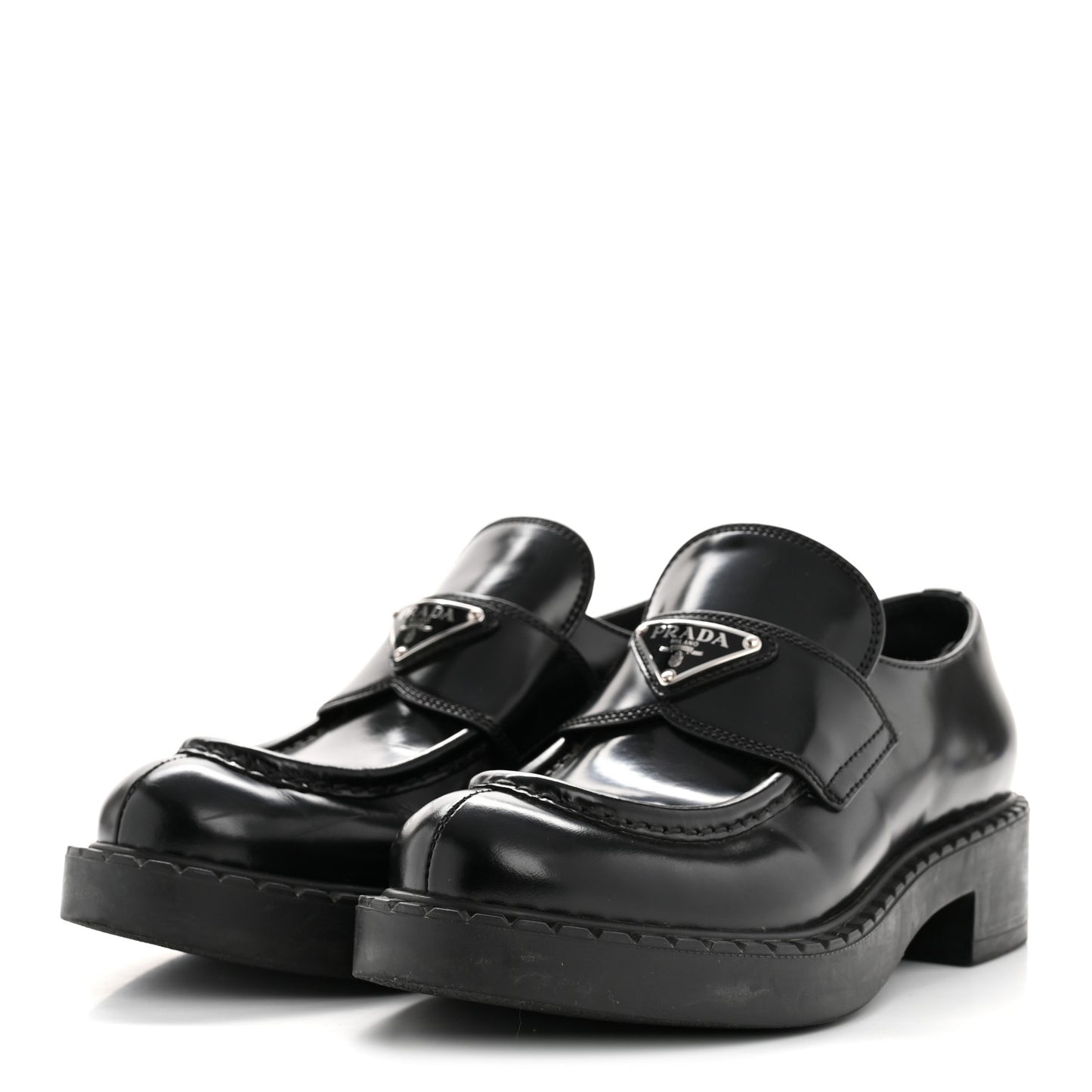 Spazzolato Metal Triangle Logo 50mm Loafers 36.5 Black