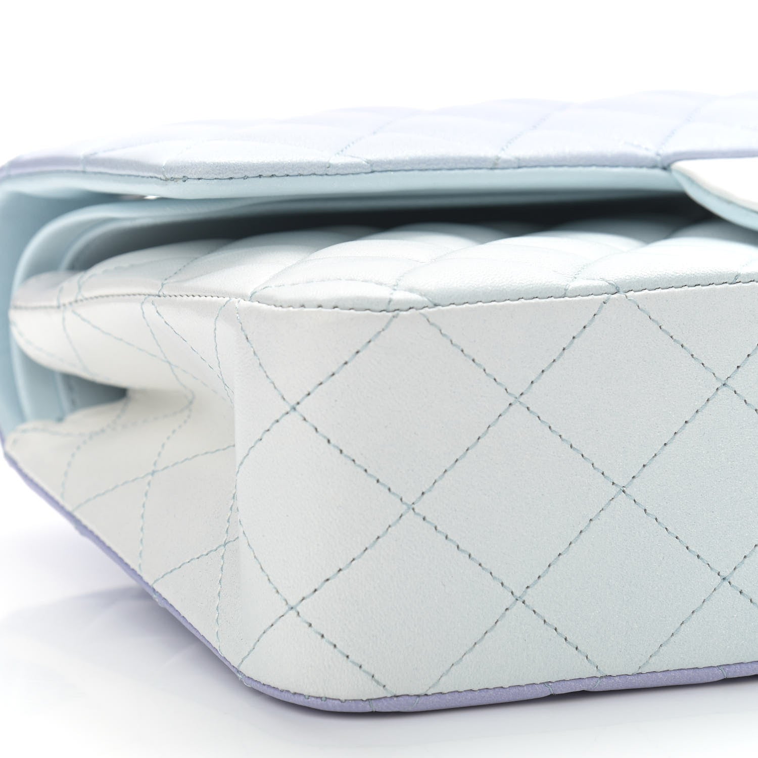 Chanel Perforated Lambskin Quilted Medium Double Flap Light Blue Light Purple White 9 of 11