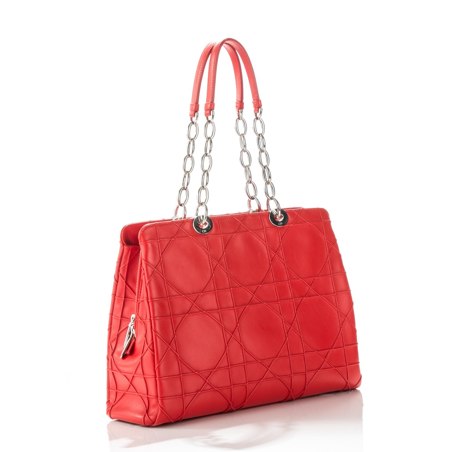 Lambskin Cannage Large Dior Soft Tote Red