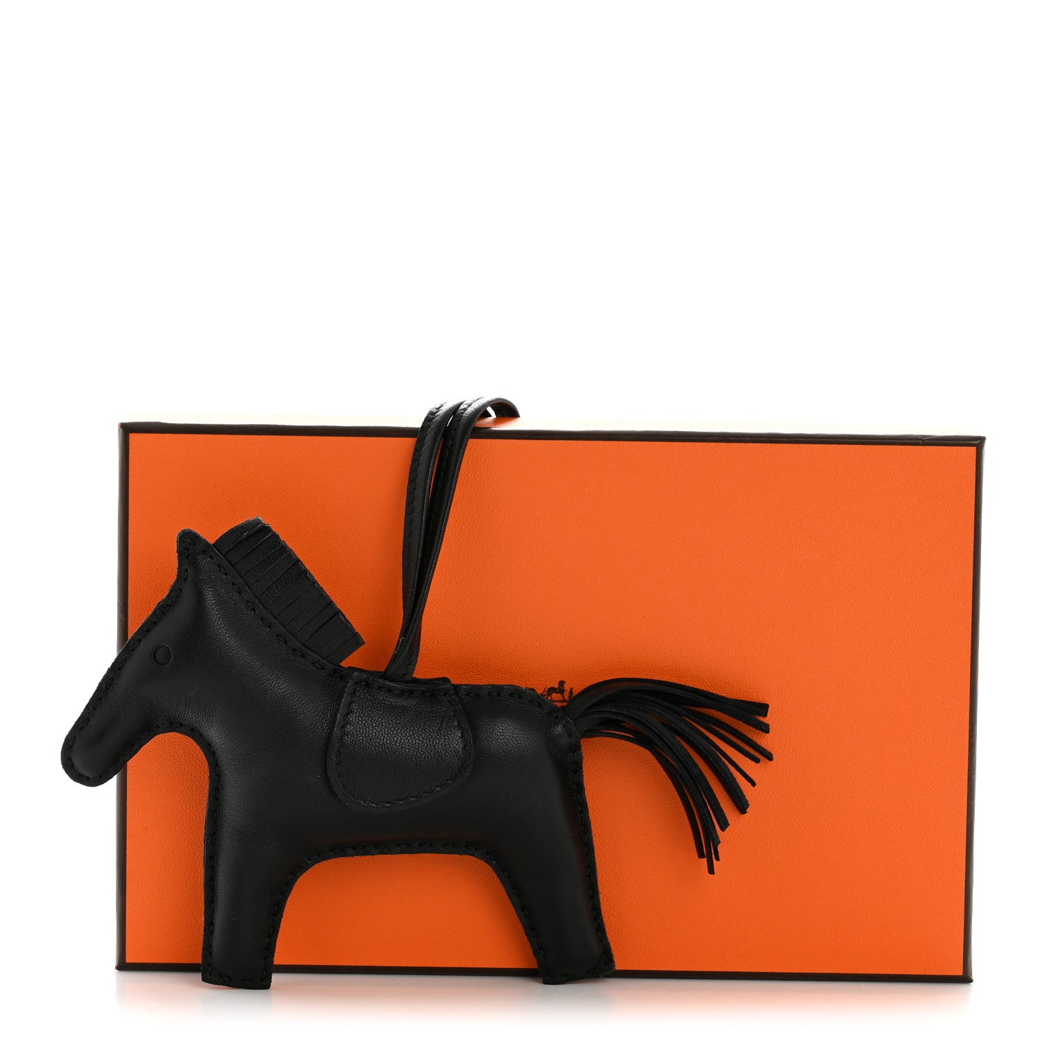 Hermes Milo Lambskin Grigri Rodeo Horse Bag Charm MM So Black 5 of 5