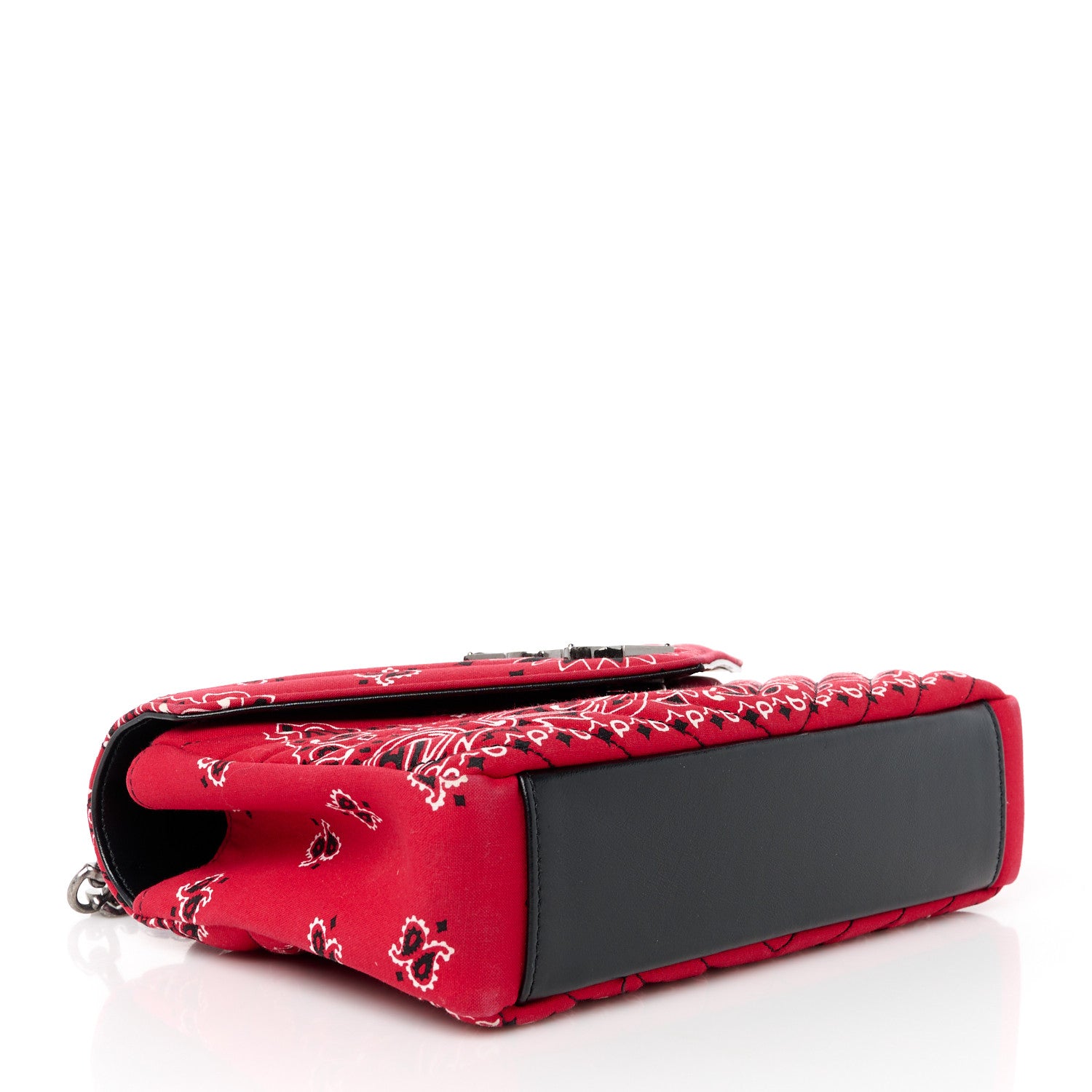 Saint Laurent Canvas Bandana Matelasse Chevron Medium College Bag Red 4 of 13