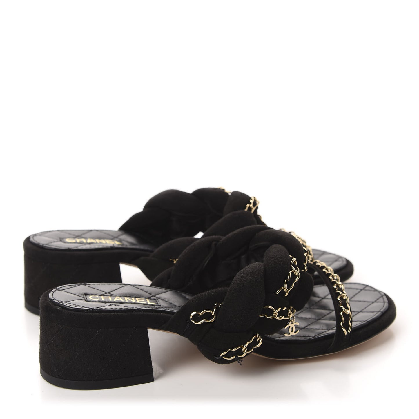 Kid Suede Chain Braided Sandals 37.5 Black