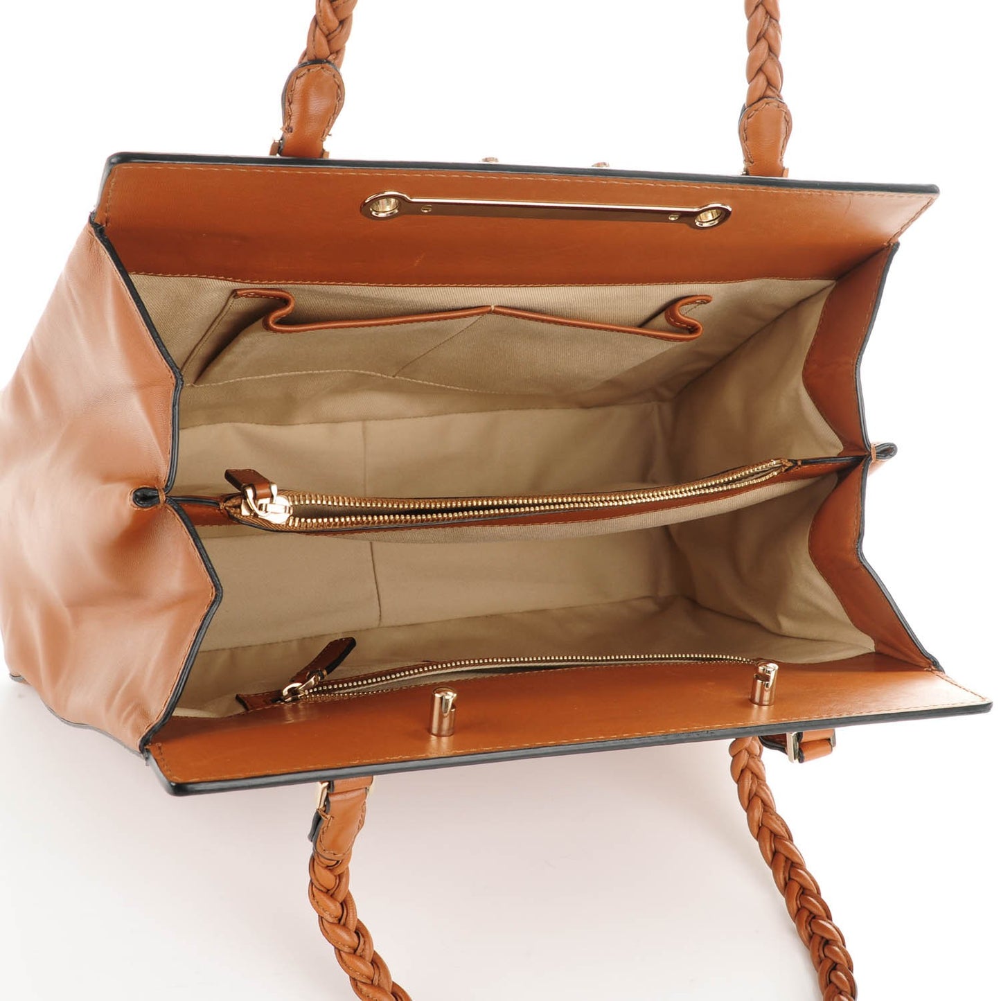 Vitello Lace Demetra Satchel Cognac