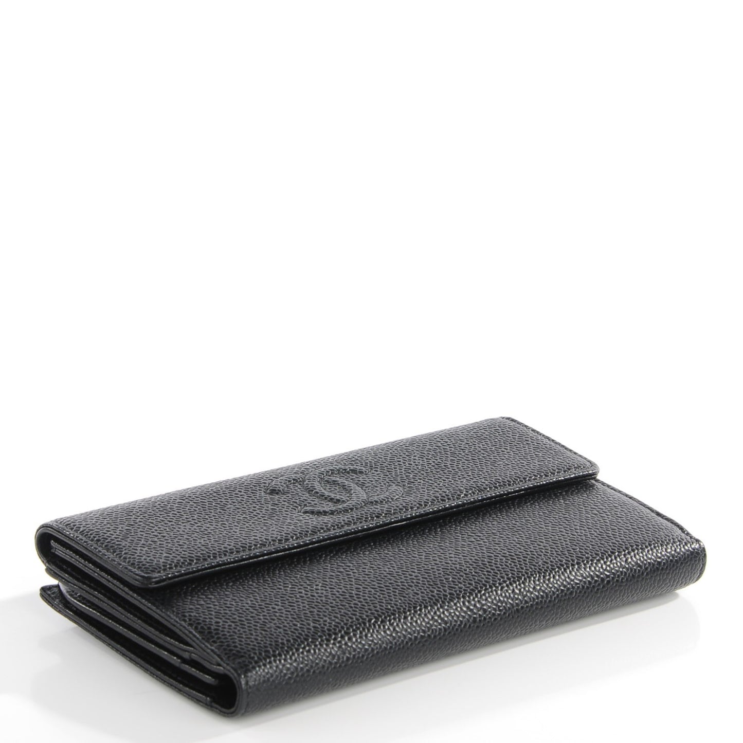 Caviar CC Long Flap Wallet Black