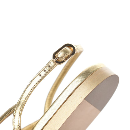 Chanel Laminated Lambskin CC Sandals 39.5 Gold 21 of 30