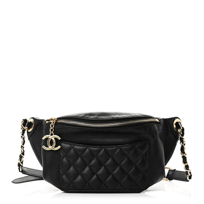 Chanel Lambskin Quilted Waist Bag Fanny Pack Black 1 of 10
