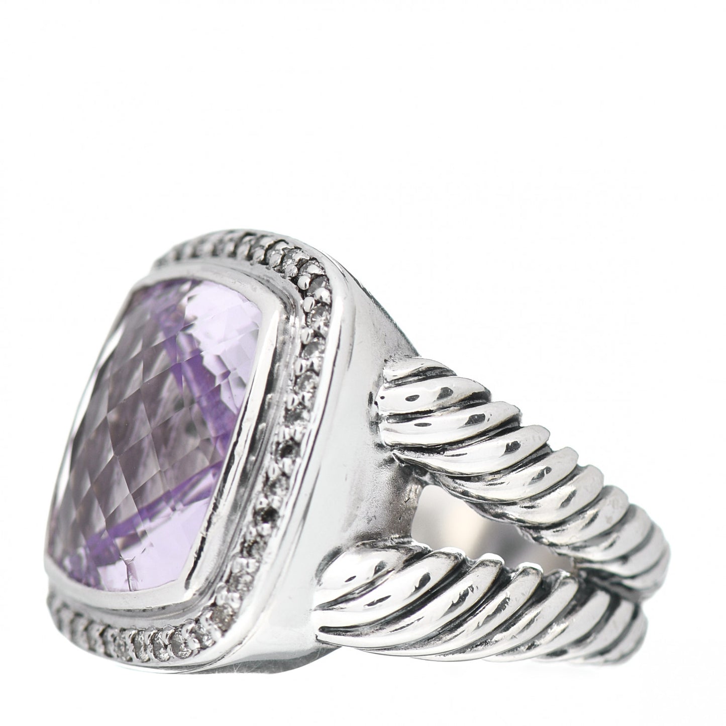 Sterling Silver Diamond Amethyst 14mm Albion Ring 49 5