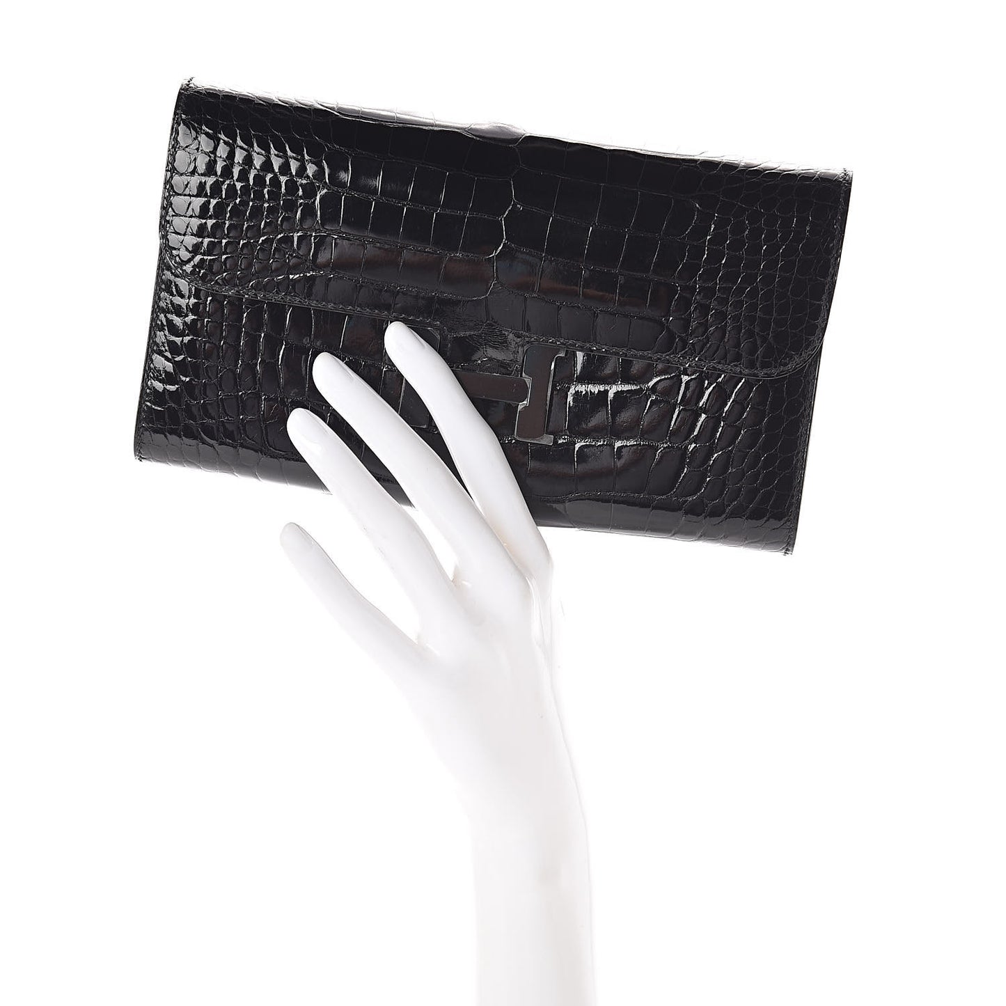 Shiny Alligator Constance Wallet Black