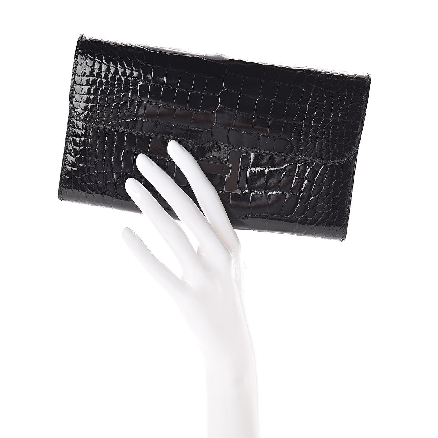 Hermes Shiny Alligator Constance Wallet Black 2 of 14