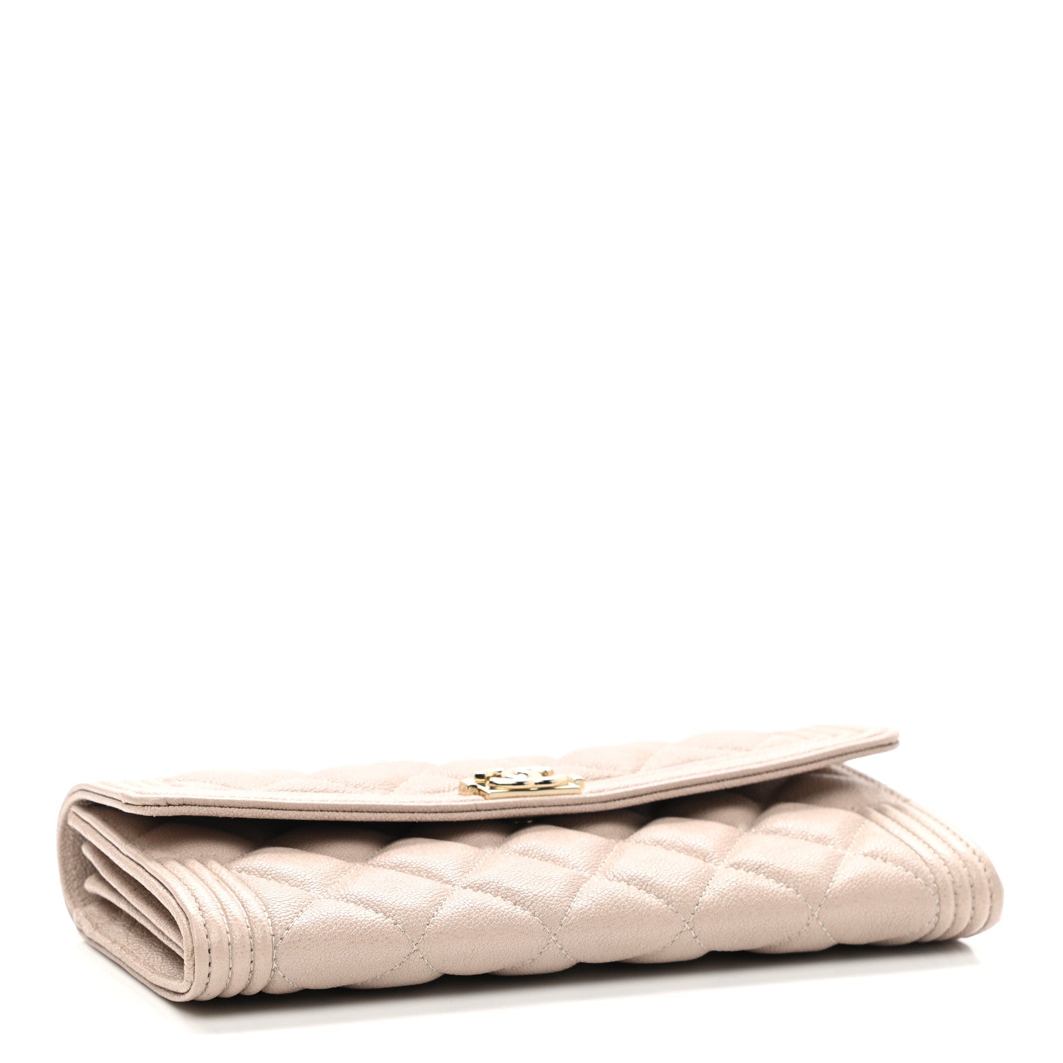 Chanel Caviar Quilted Large Boy Gusset Flap Wallet Beige 4 of 10