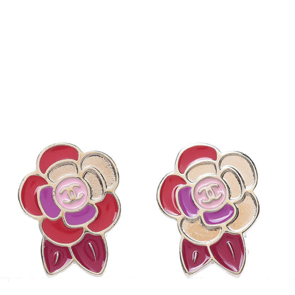 Chanel Enamel CC Camellia Clip On Earrings Multicolor 1 of 5