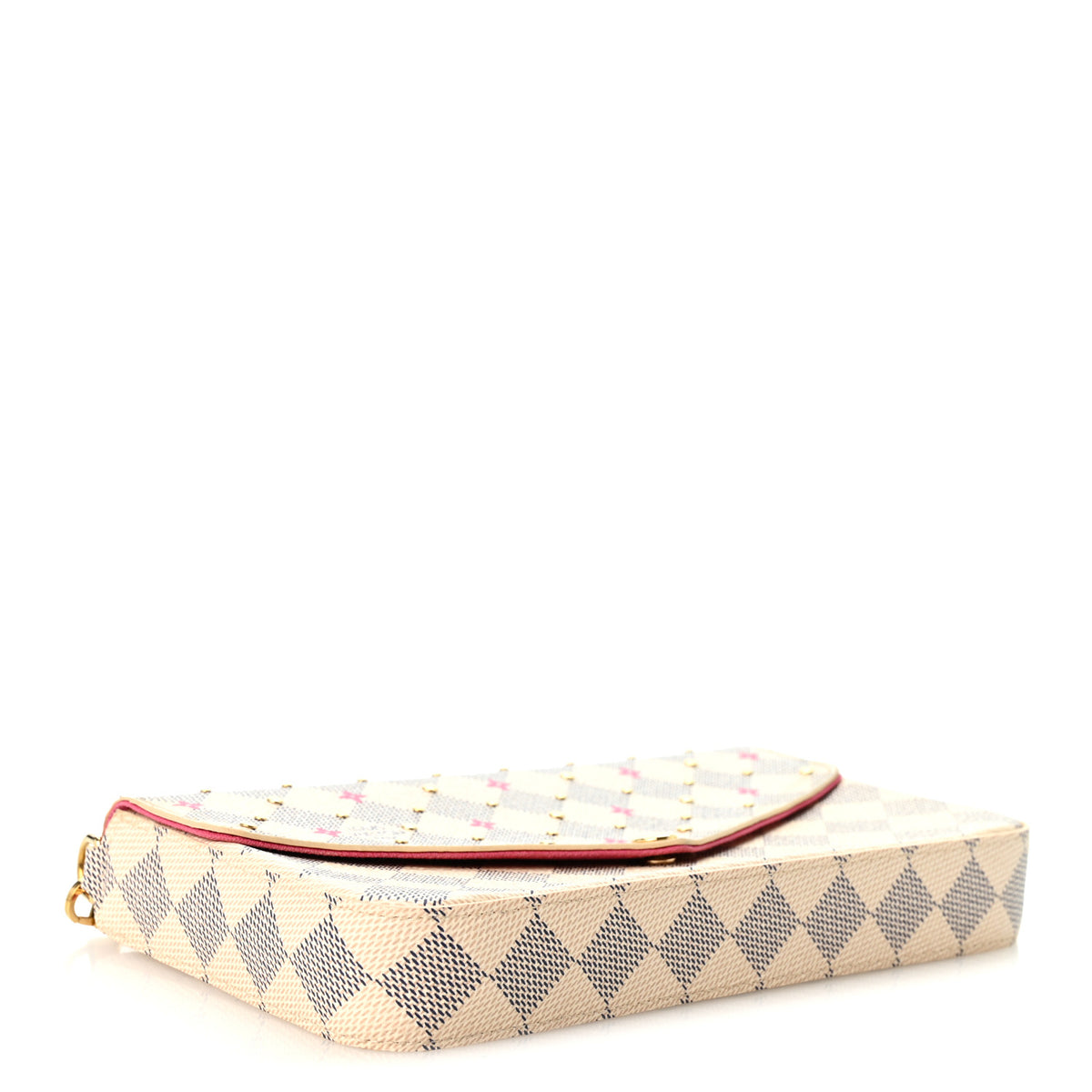 Damier Azur Studded Pochette Felicie Chain Wallet Fuchsia