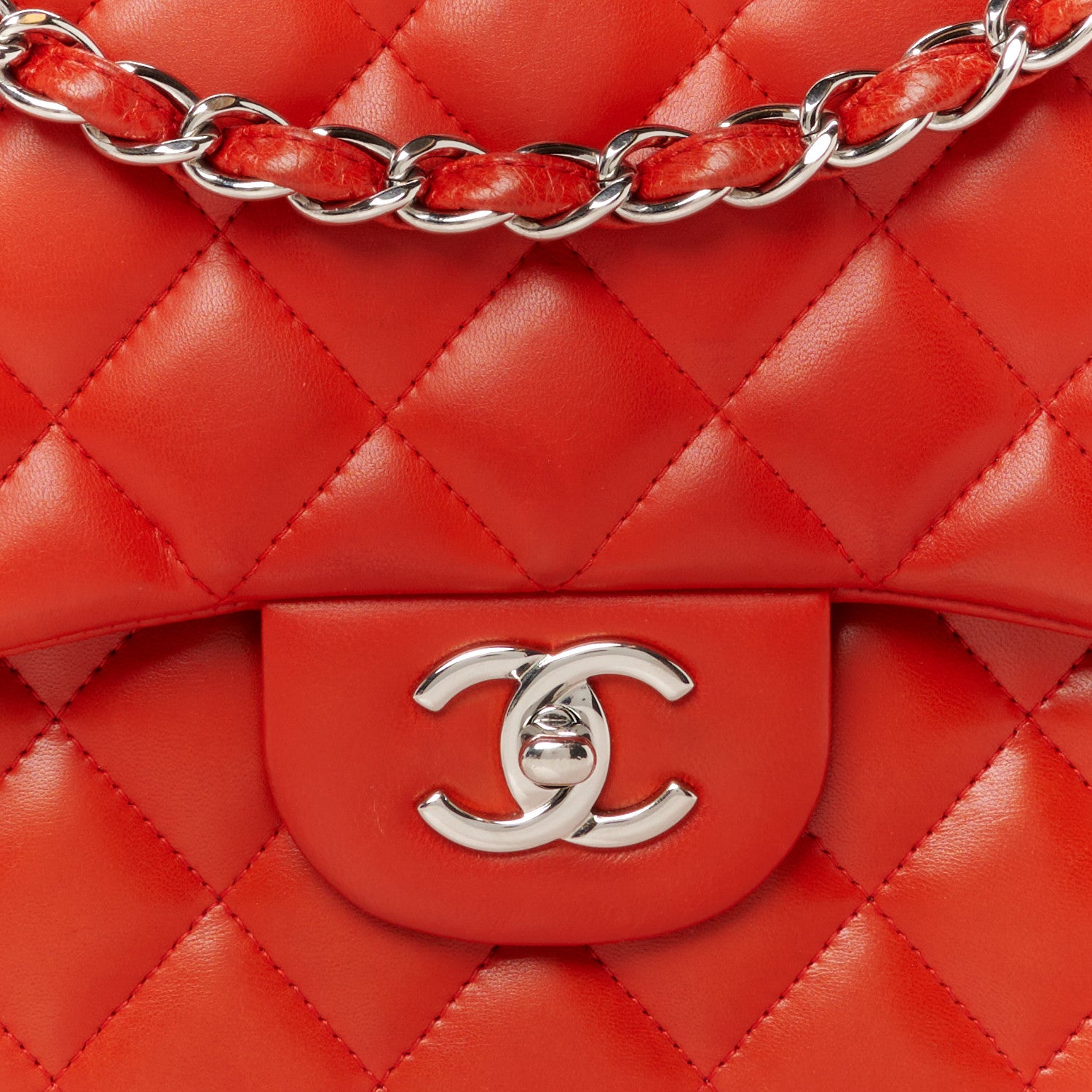 Chanel Lambskin Quilted Jumbo Double Flap Red 9 of 11