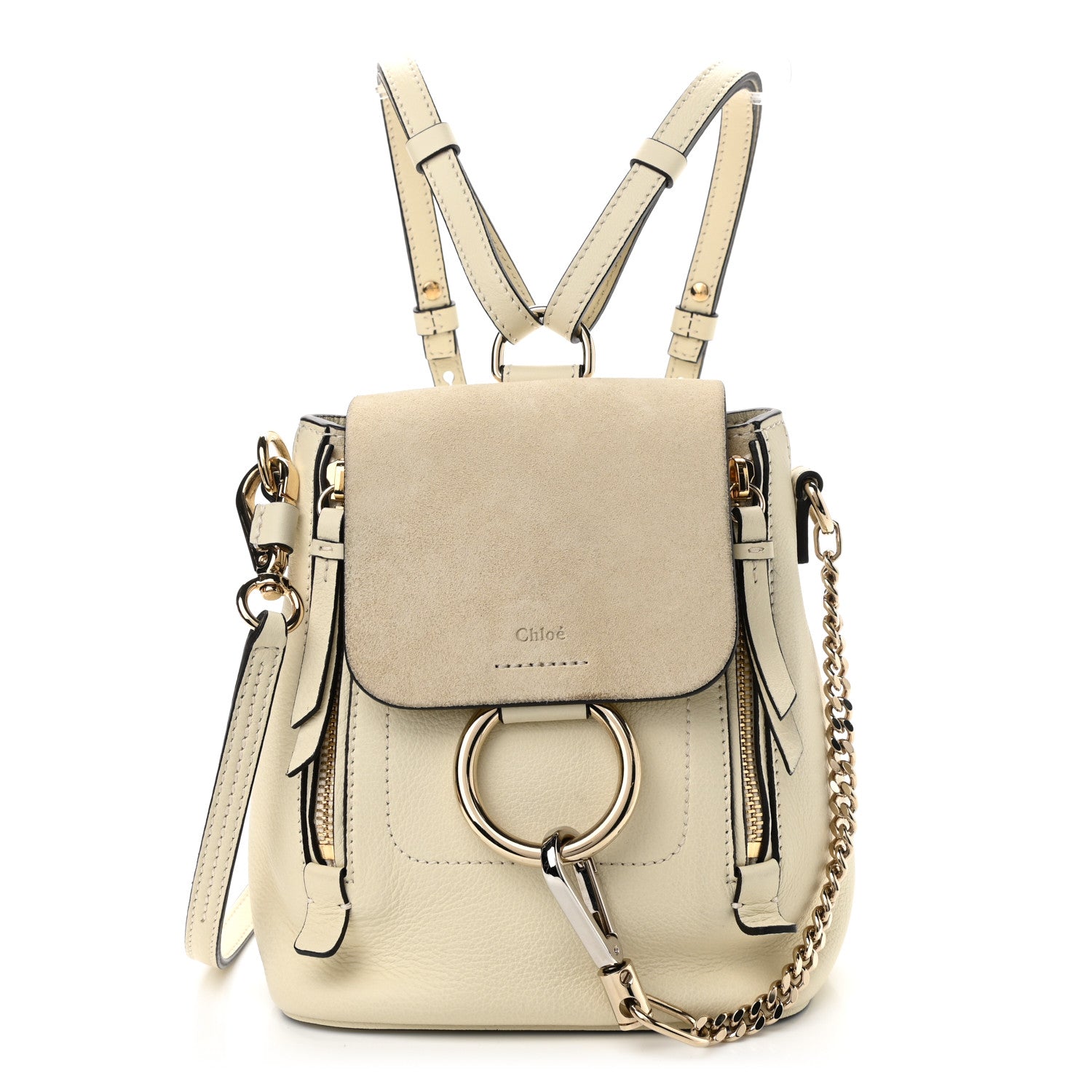 Chloe Suede Calfskin Mini Faye Backpack Off White 1 of 10