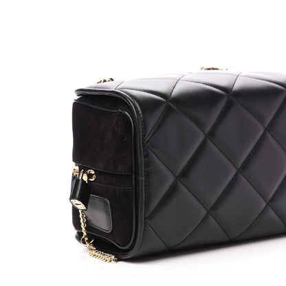 Burberry Lambskin Suede Quilted Small Double Cube Bag Black 8 of 10