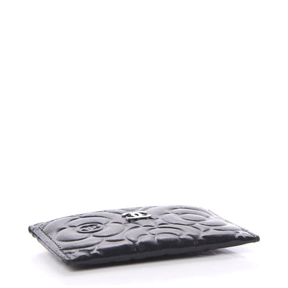Chanel Lambskin Camellia Embossed Card Holder Black 3 of 7