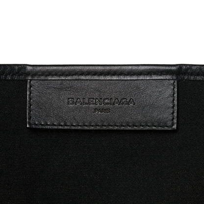Balenciaga Cotton Canvas Calfskin M Navy Cabas Natural Black 6 of 16