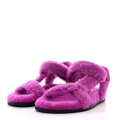 Fendi Shearling FF Fendi Feel Sandals 38 Bouganville 3 of 9