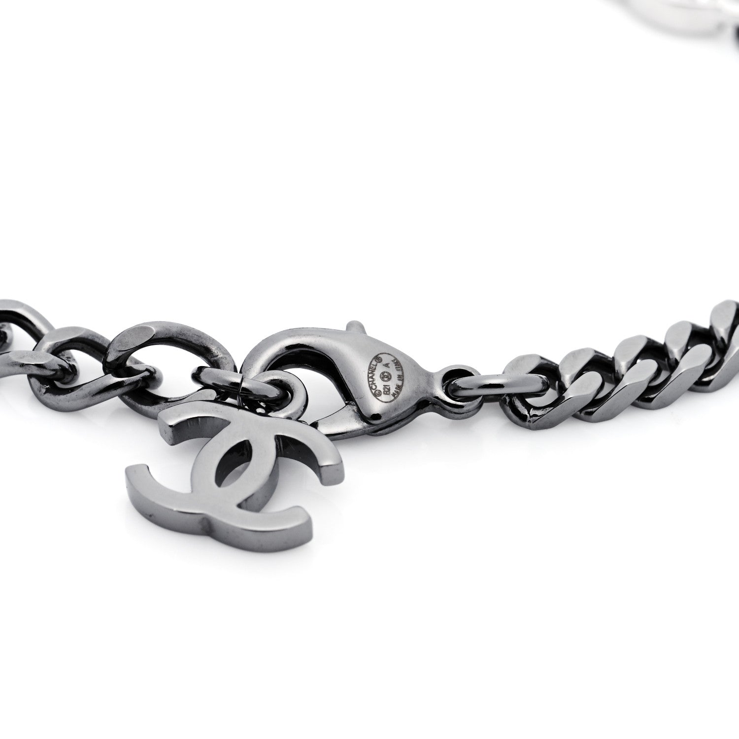 Chanel Crystal CC Chain Bracelet Silver 4 of 5