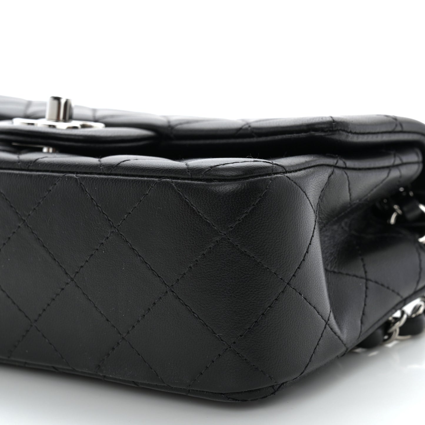 Lambskin Quilted Mini Rectangular Flap Black