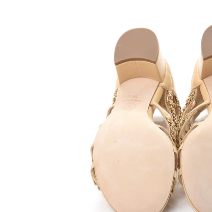 Chanel Lambskin CC Chain Sandals 37.5 Beige 8 of 8