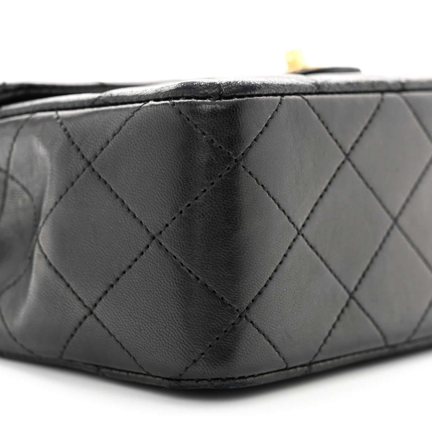 Lambskin Quilted Mini Square Flap Bag Black