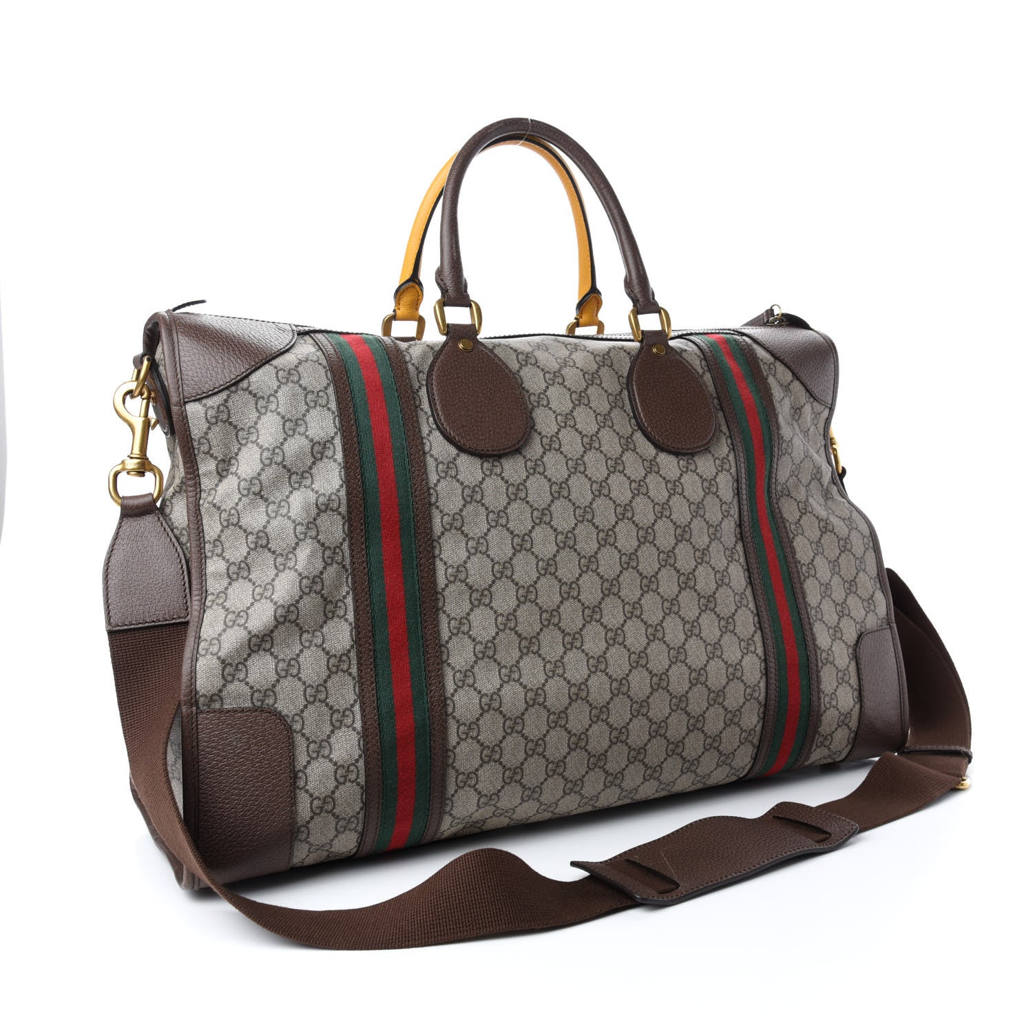 Gucci Soft GG Supreme Monogram Web Large Duffle Bag Beige New Acero Crop 2 of 10
