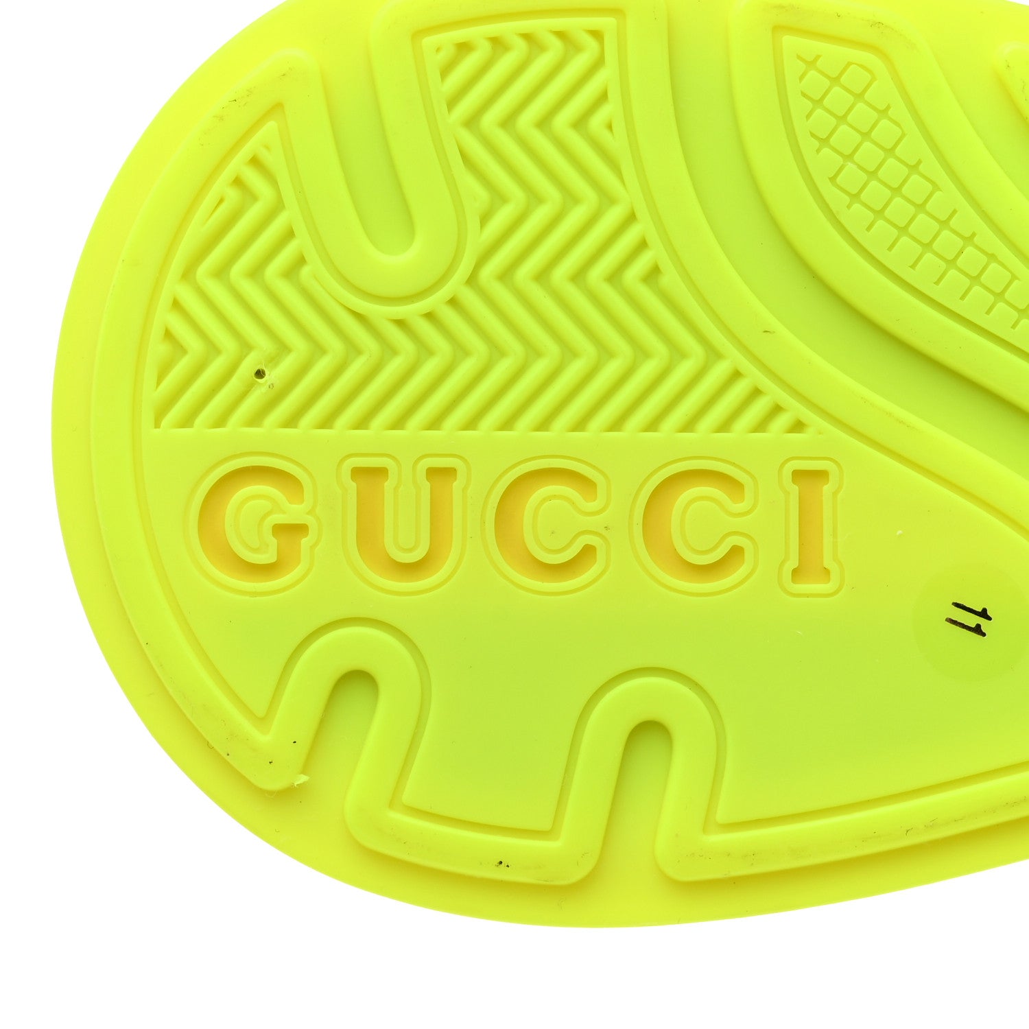 Gucci Fabric Mens Ultrapace R Mid Top Sneakers 11 Grey Neon Yellow Silver Loess 7 of 8