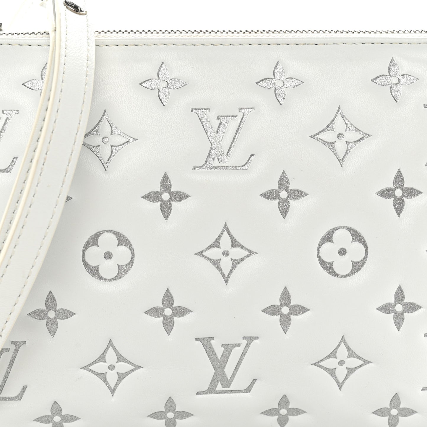 Lambskin Embossed Monogram Coussin BB  White Silver