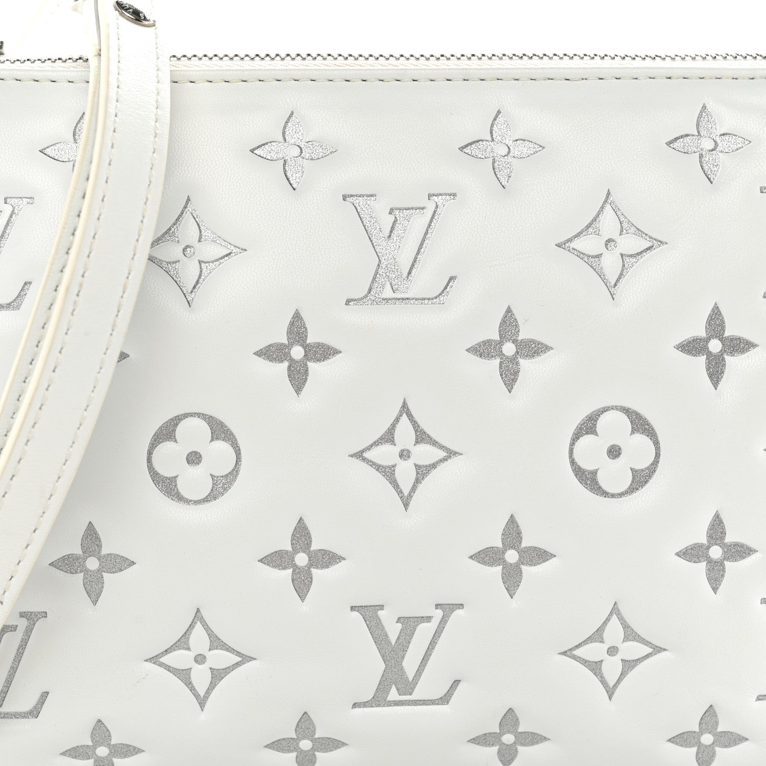 Louis Vuitton Lambskin Embossed Monogram Coussin BB  White Silver 8 of 10