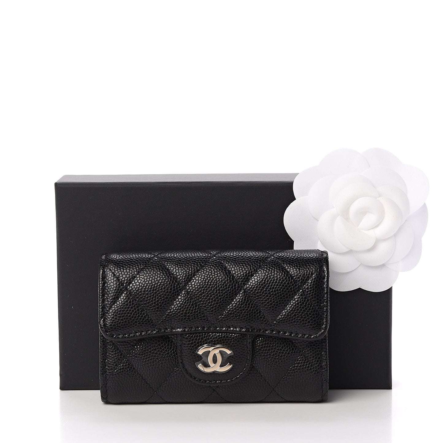 Caviar Quilted Classic 4 Key Holder Wallet Black