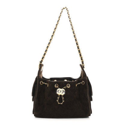 Chanel Suede Quilted Mini Chanel 25 Handbag Dark Brown 1 of 11