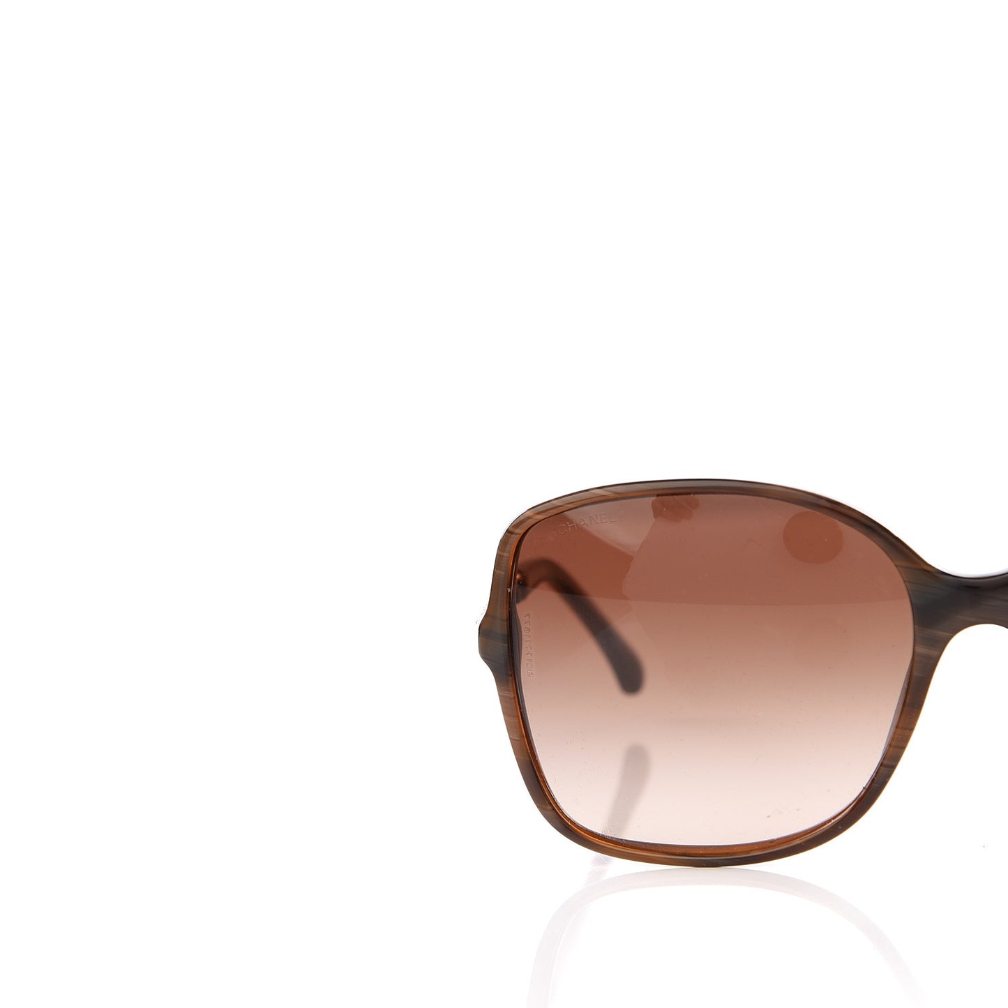 Acetate Metal Lambskin Chain Square Sunglasses 5210-Q Brown