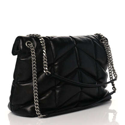 Saint Laurent Lambskin Quilted Medium Loulou Puffer Monogram Chain Satchel Black 3 of 10