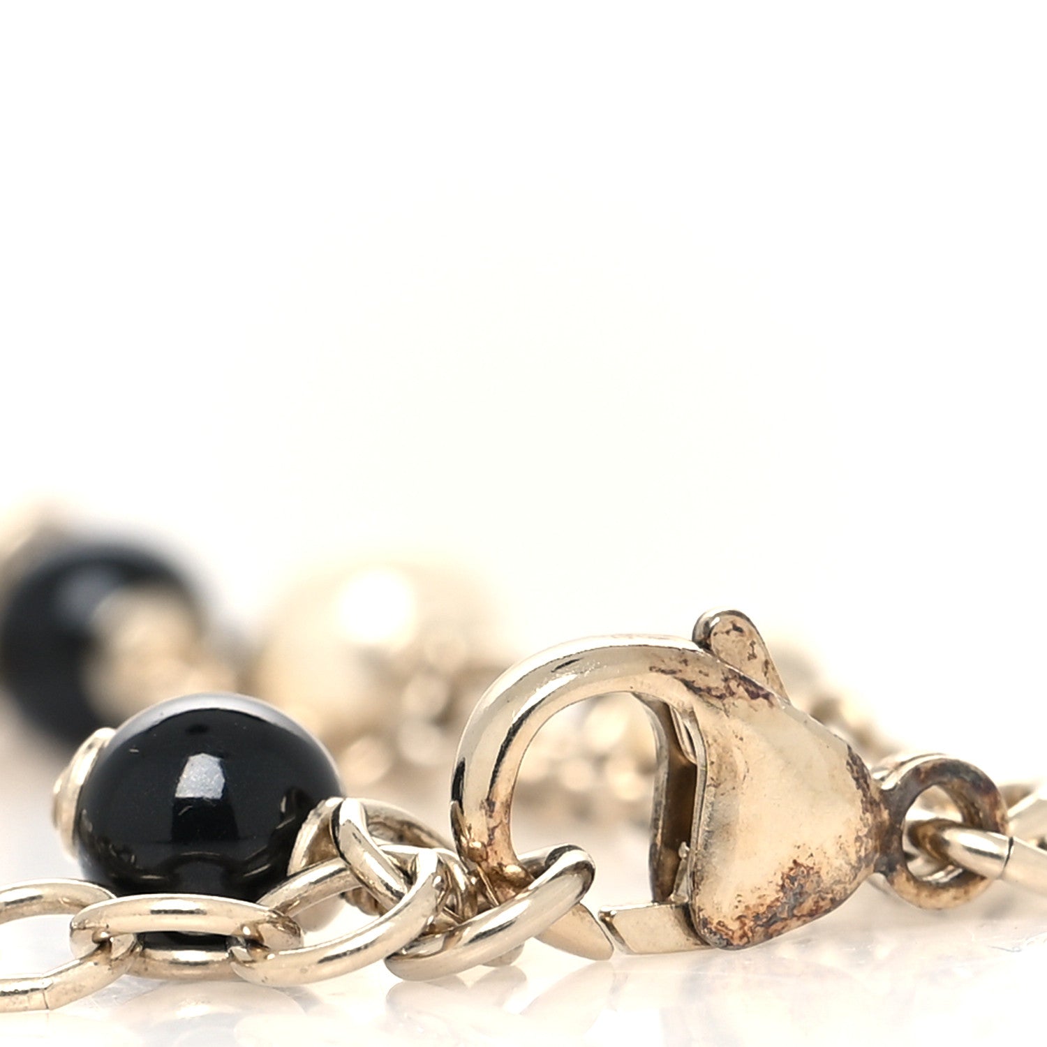 Chanel Crystal Enamel Pearl CC Bracelet Black Gold 4 of 5