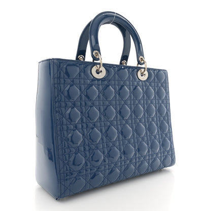 Christian Dior Patent Cannage Large Lady Dior Blue 3 of 11
