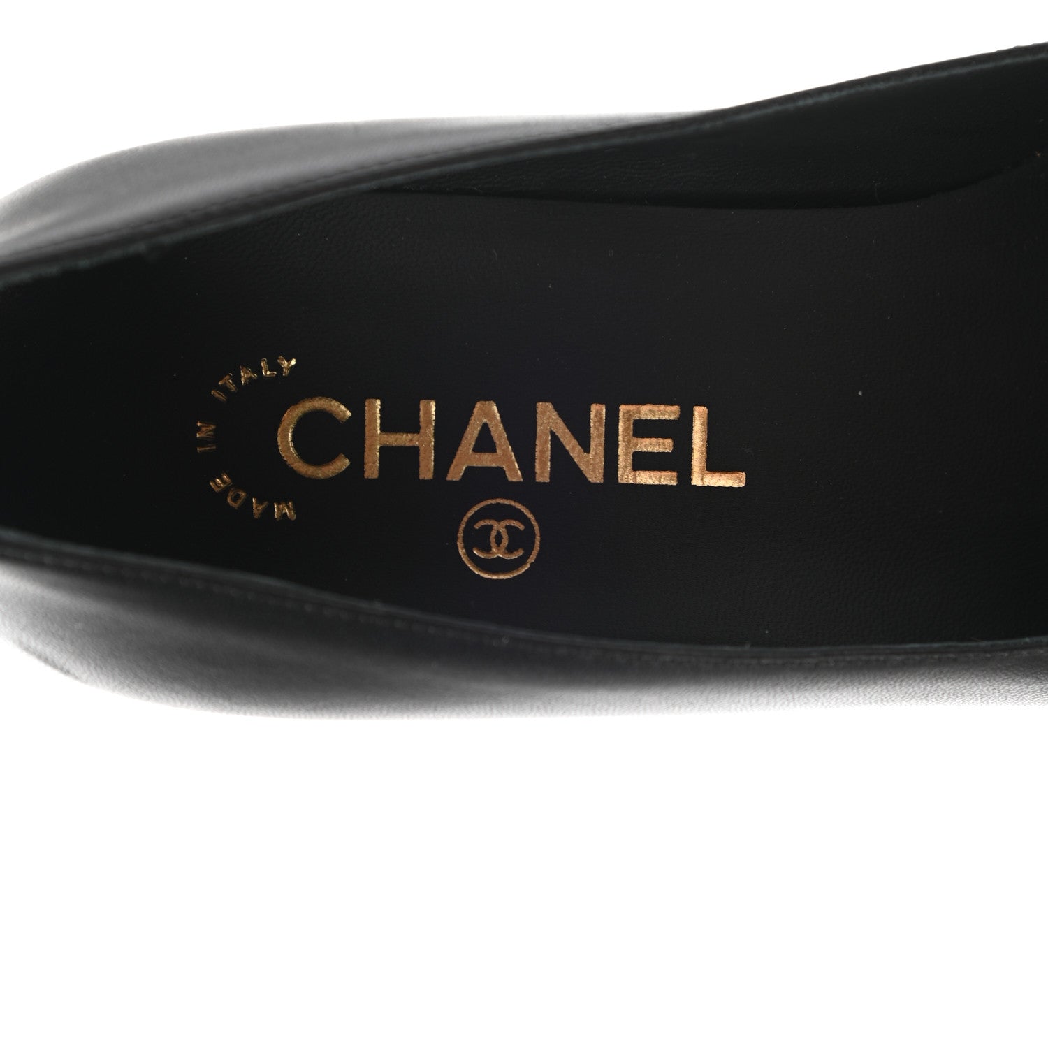 Chanel Lambskin Patent Calfskin Cap Toe CC Pumps 37 Black 7 of 9