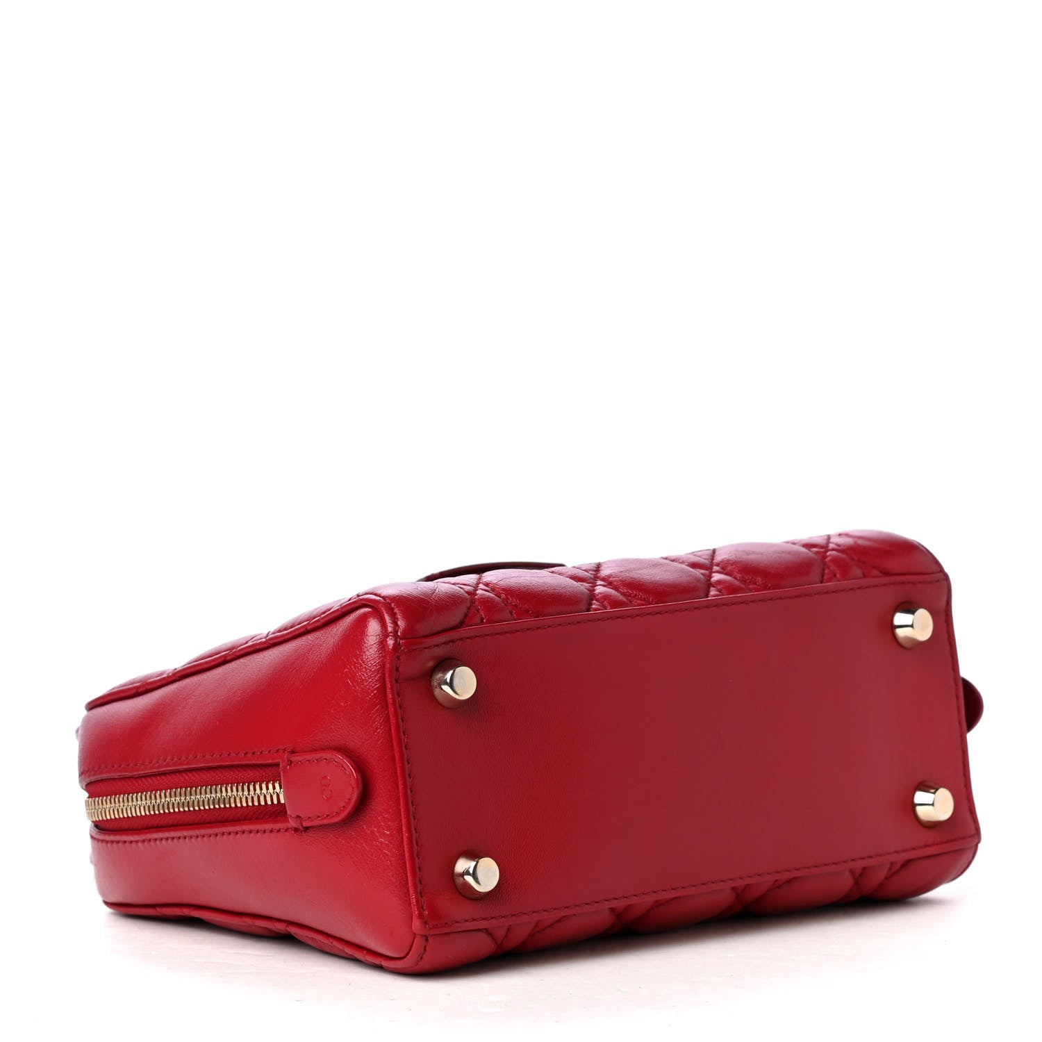 Christian Dior Lambskin Cannage Small Zip Around Lady Dior Red 3 of 4
