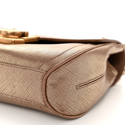 Salvatore Ferragamo Metallic Hammered Calfskin Gancini Chain Shoulder Bag Brown 10 of 11