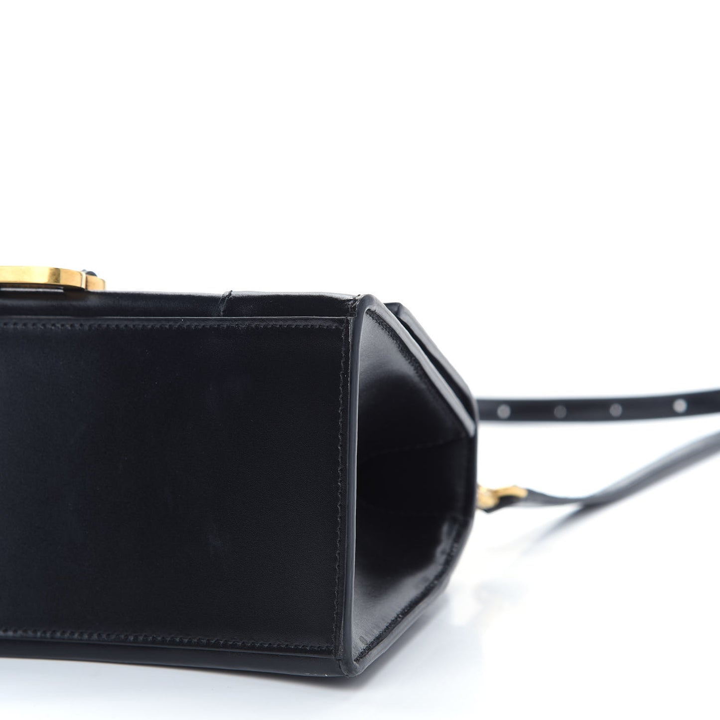 Shiny Box Calfskin Small Hourglass Top Handle Bag Black