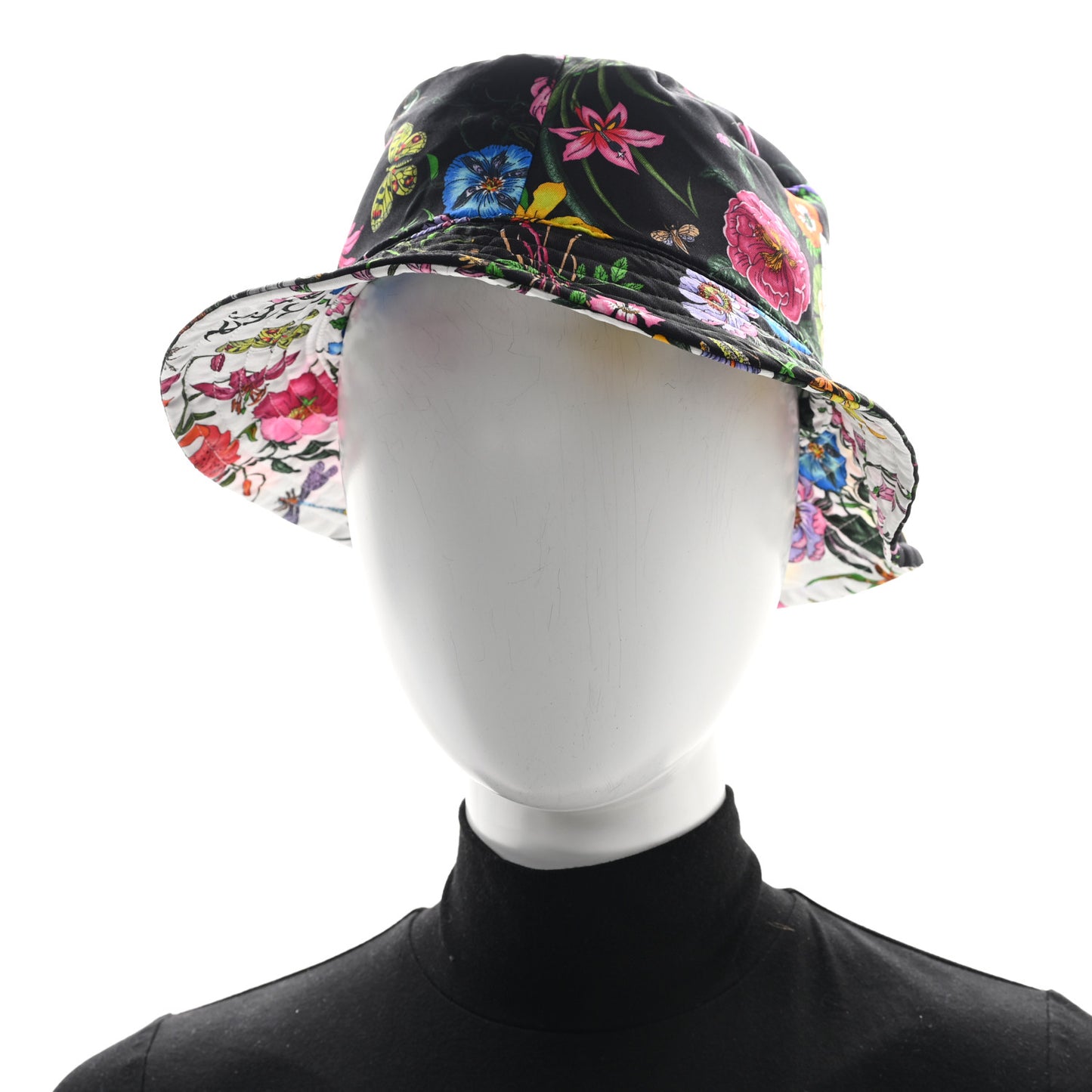 Silk Monogram Bob Reversible Flora Bucket Hat L White Multicolor