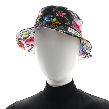 Gucci Silk Monogram Bob Reversible Flora Bucket Hat L White Multicolor 2 of 11