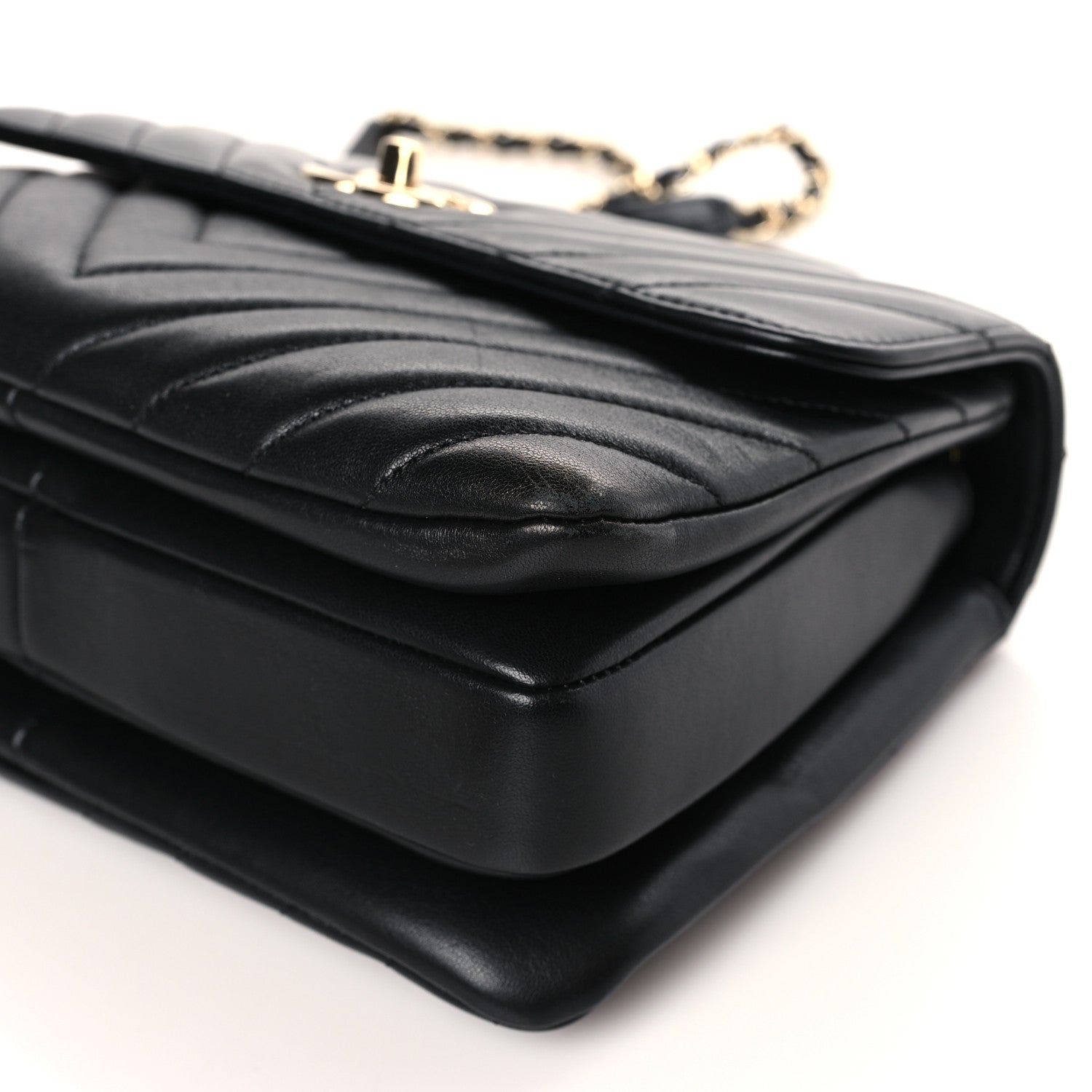 Chanel Lambskin Chevron Quilted Small Trendy CC Dual Handle Flap Bag Black 9 of 9