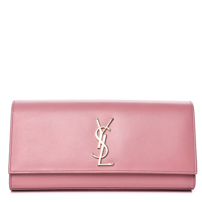 Saint Laurent Grain De Poudre Classic Monogram Cassandre Clutch Pink 1 of 10