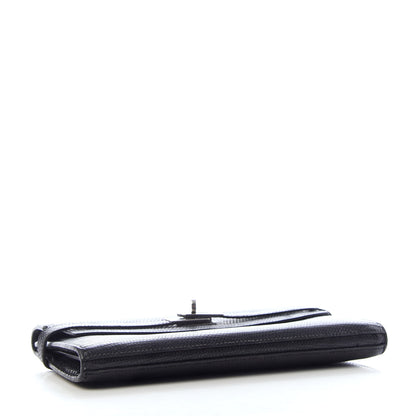 Hermes Lizard Kelly Longue Wallet Black 4 of 6