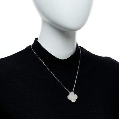 Van Cleef & Arpels 18K White Gold Mother of Pearl Magic Alhambra Pendant Necklace 2 of 6
