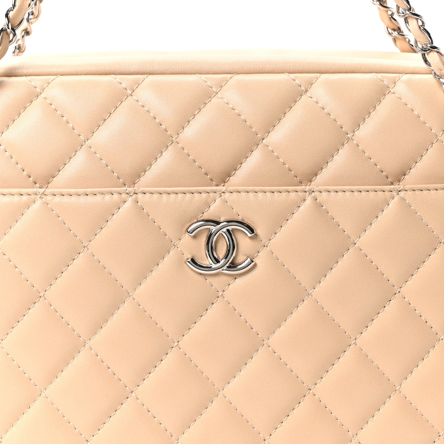 Chanel Shiny Lambskin Quilted Medium Camera Case Beige 1845785