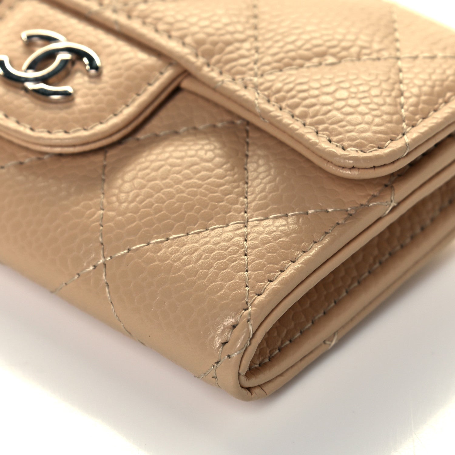Chanel Caviar Quilted Flap Card Holder Wallet Beige 5 of 13