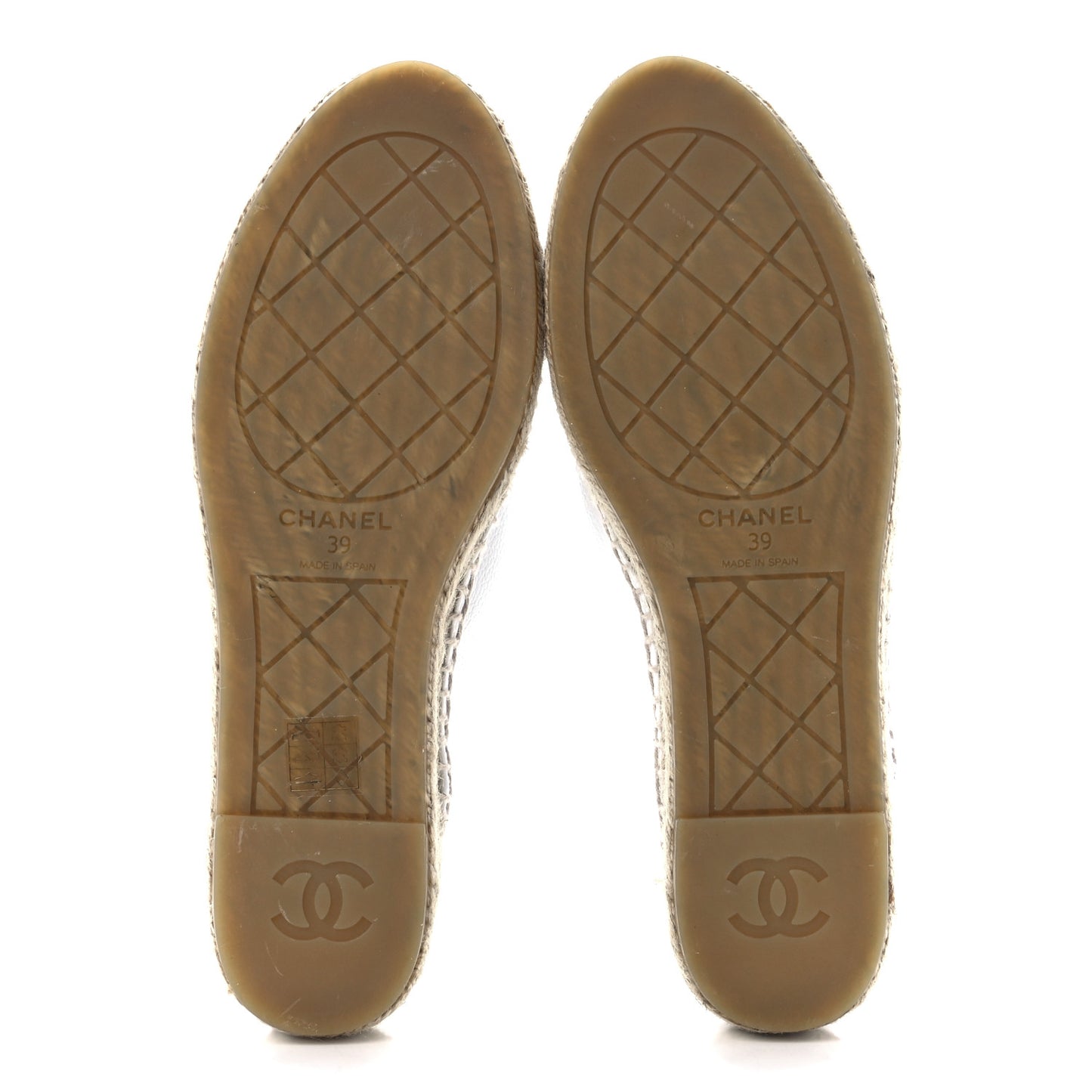 Grained Calfskin CC Espadrilles 39 White Black
