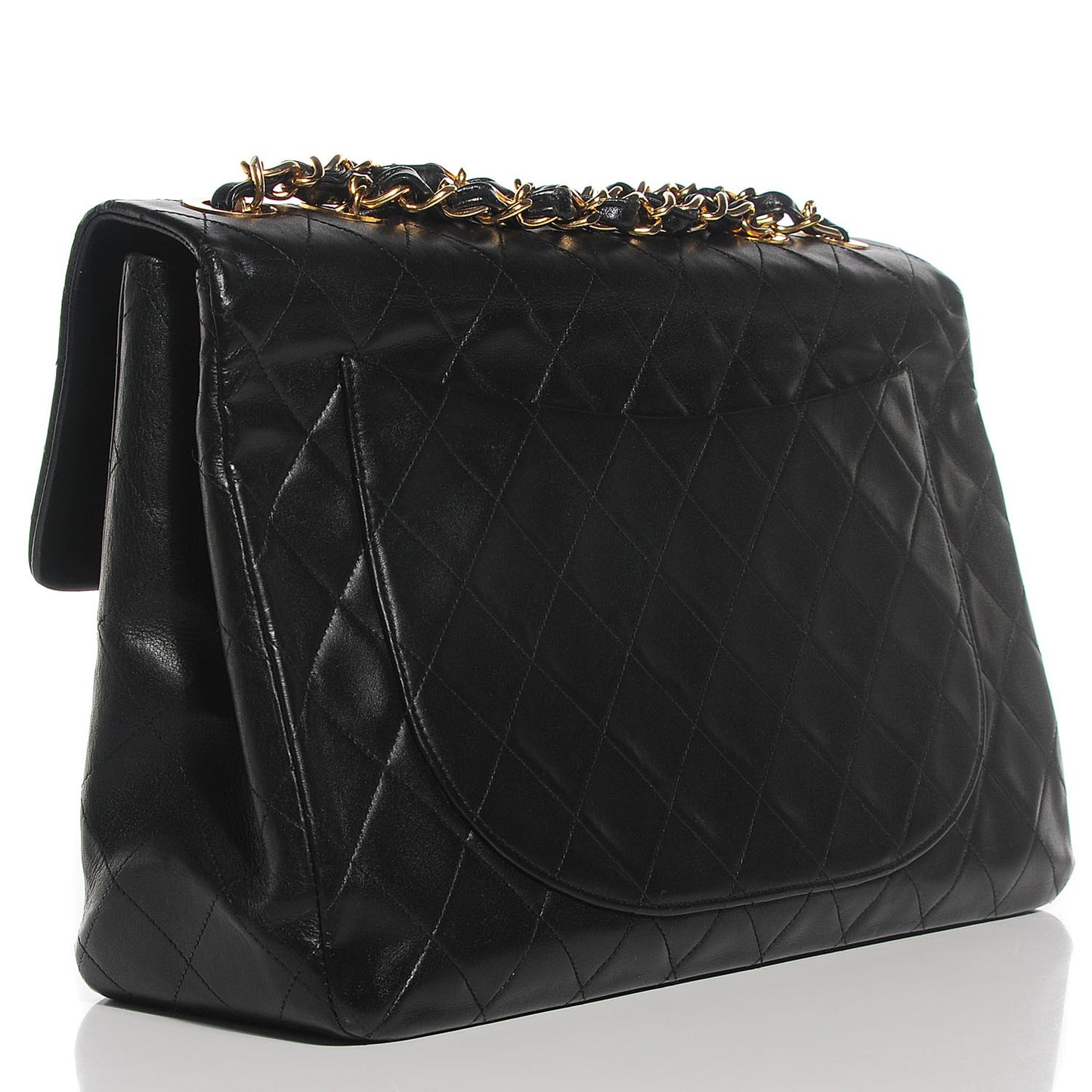 Lambskin Quilted XL Jumbo Flap Black